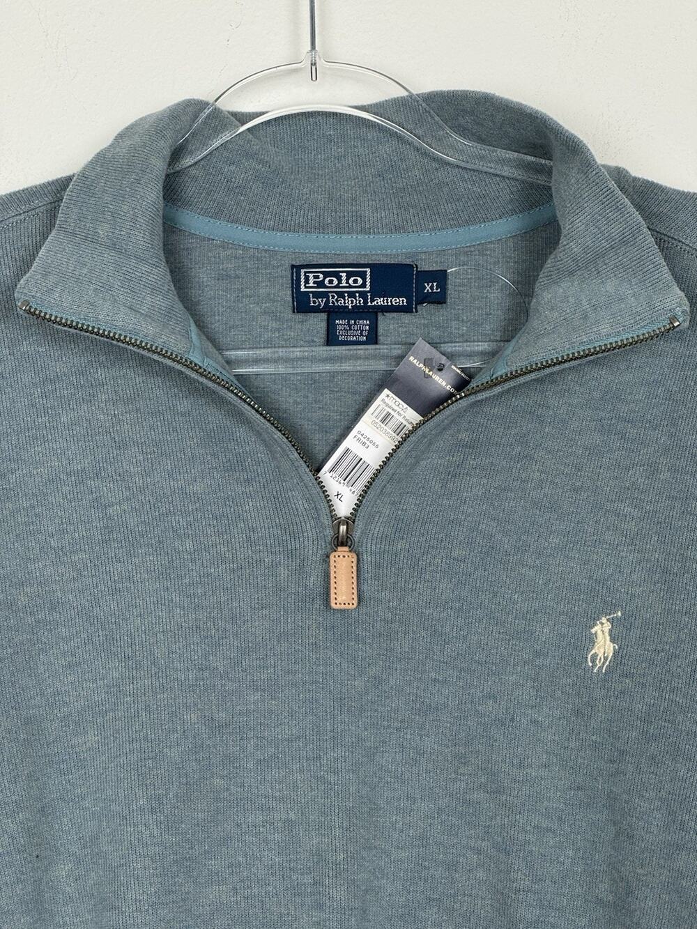Polo Ralph Lauren 1/4 Zip Pullover Mens XL Sweater NWT Deadstock Blue Pony Logo